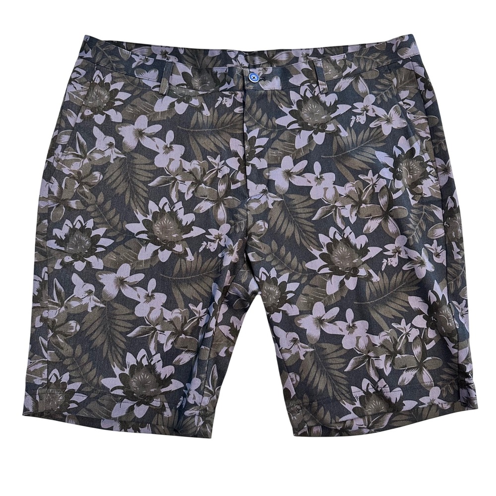 Paisley &‎ Gray Mens 36 Slim Fit Chino Shorts Floral Purple Charcoal Stretch
